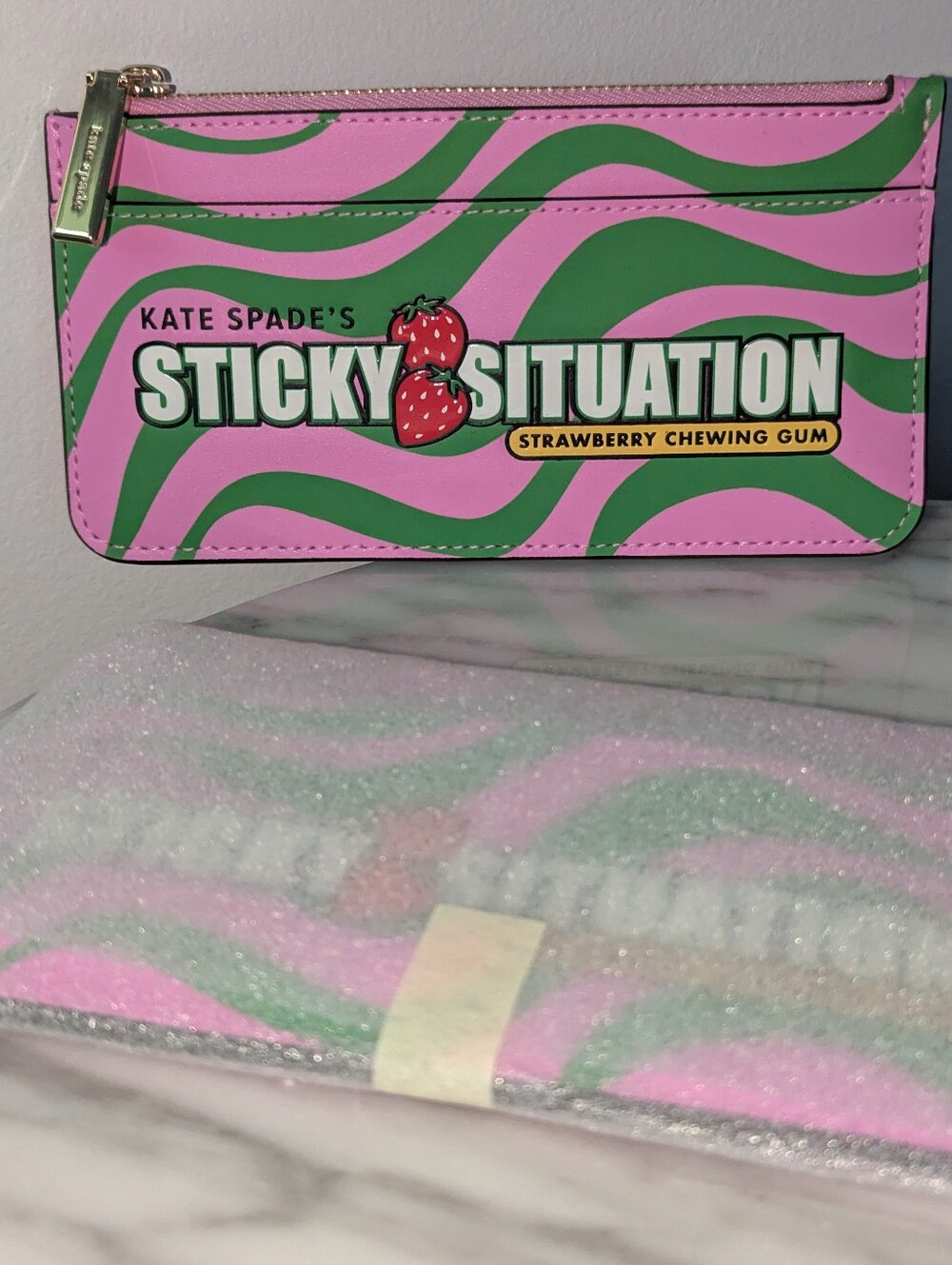 NWOT Kate Spade Strawberry Chewing Gum Sticky Situation Cardholder  -leather